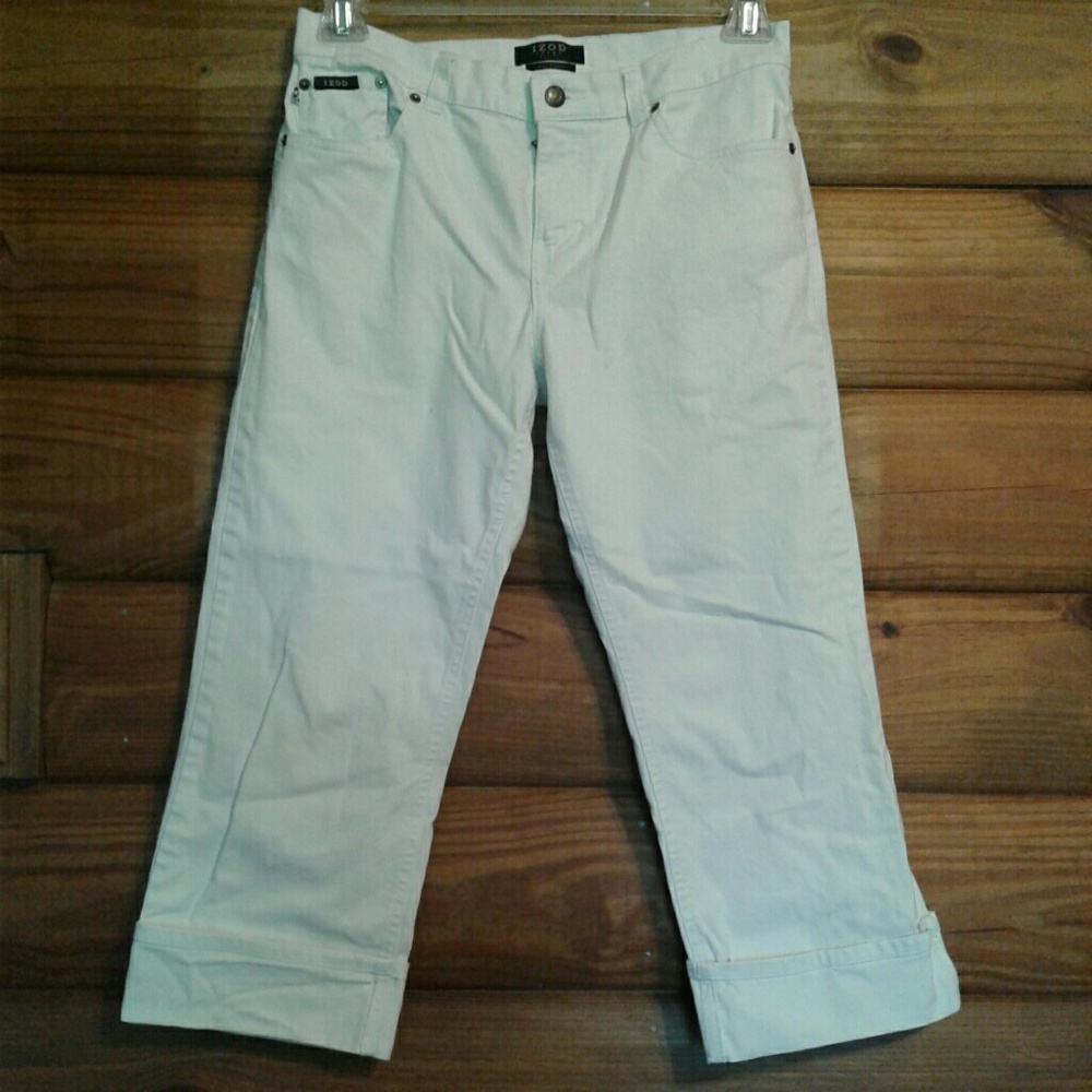 IZOD White Jean Capri Pants Stretch size 10P